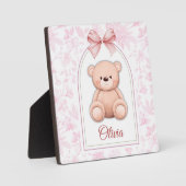 Olivia | Aangepaste Roze Teddybeer-kinderkamerontw Fotoplaat (Voorkant)