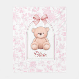 Olivia | Aangepaste Roze Teddybeer Nursery Design Fleece Deken