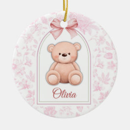 Olivia | Aangepaste Roze Teddybeer Nursery Design Keramisch Ornament