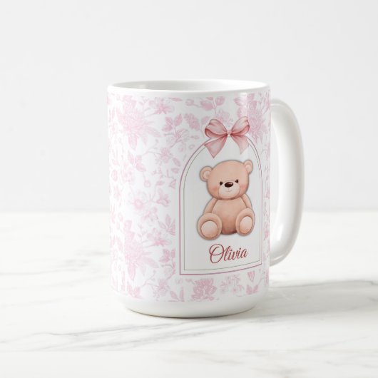 Olivia | Aangepaste Roze Teddybeer Nursery Design Koffiemok (Voorkant rechts)