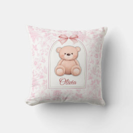 Olivia | Aangepaste Roze Teddybeer Nursery Design Kussen
