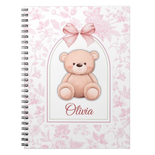 Olivia | Aangepaste Roze Teddybeer Nursery Design Notitieboek (Voorkant)