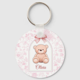 Olivia | Aangepaste Roze Teddybeer Nursery Design Sleutelhanger