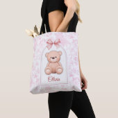 Olivia | Aangepaste Roze Teddybeer Nursery Design Tote Bag (Dichtbij)