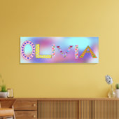 OLIVIA Baby Meisje Naam Kleurrijke Letters Canvas Afdruk (Insitu (Woonkamer))