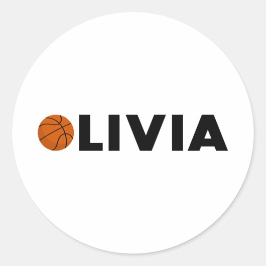 Olivia Basketball Ronde Sticker (Voorkant)
