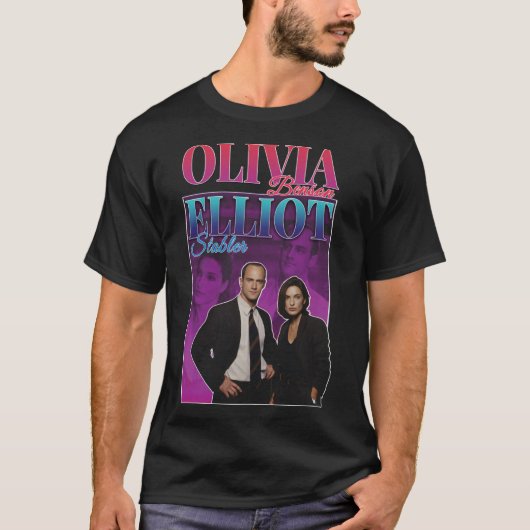 Olivia Benson &amp; Elliot Stabler 90s Geïnspireer T-shirt (Voorkant)