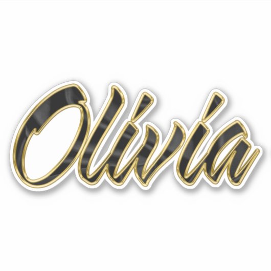 Olivia black gold Lettering Aufkleber Sticker (Voorkant)