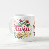 Olivia Bloemig Muziek Liefhebber Glitter Mok (Voorkant links)