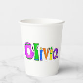 "Olivia" Cartoon Karakternaam Papieren Bekers (Achterkant)