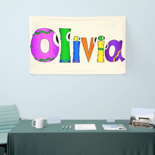 "Olivia" Cartoon Karakternaam Spandoek (Beurs)