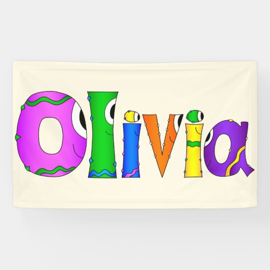 "Olivia" Cartoon Karakternaam Spandoek (Horizontaal)
