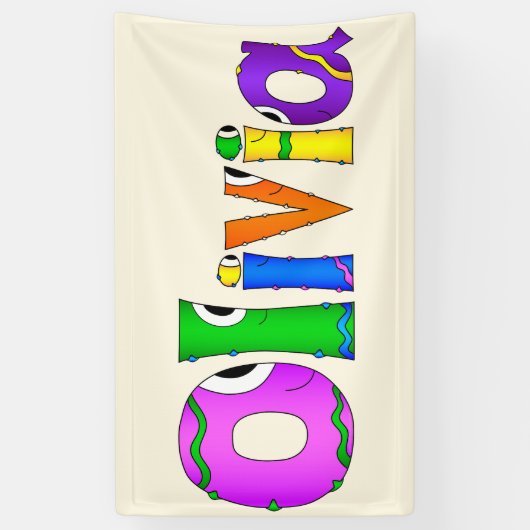 "Olivia" Cartoon Karakternaam Spandoek (Verticaal)