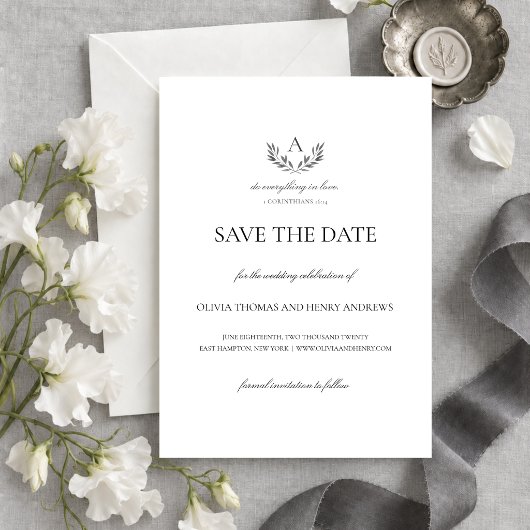 Olivia Christelijke Trouw Monogram Save the Date