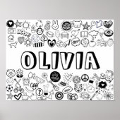 'OLIVIA' Color-it-Yourself-contourontwerp Poster (Voorkant)