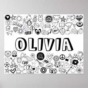 'OLIVIA' Color-it-Yourself-contourontwerp Poster