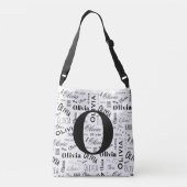Olivia Custom Name Black White  Crossbody Tas (Achterkant)