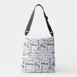Olivia Custom Name Black White Crossbody Tas