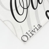 Olivia Custom Name Black White  Fleece Deken (Hoek)