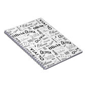 Olivia Custom Name Black White Notitieboek (Rechterzijde)
