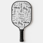 Olivia Custom Name Black White Pickleball Paddle (Voorkant)