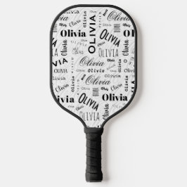 Olivia Custom Name Black White Pickleball Paddle