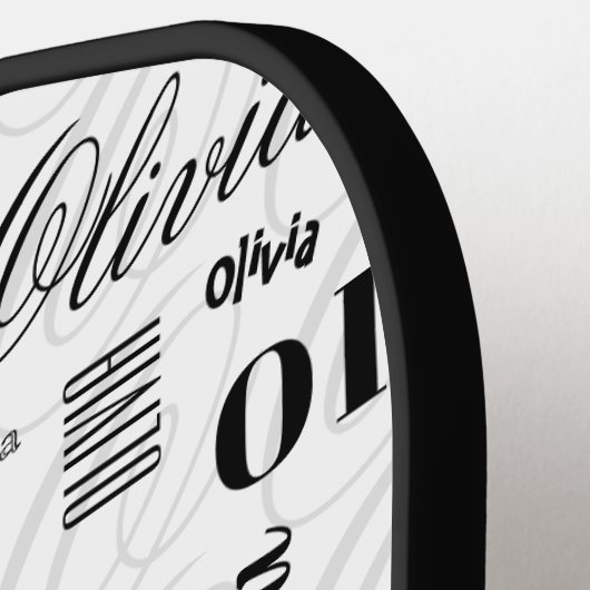 Olivia Custom Name Black White  Pickleball Paddle (Links Detail)