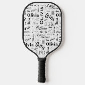 Olivia Custom Name Black White Pickleball Paddle (Achterkant)