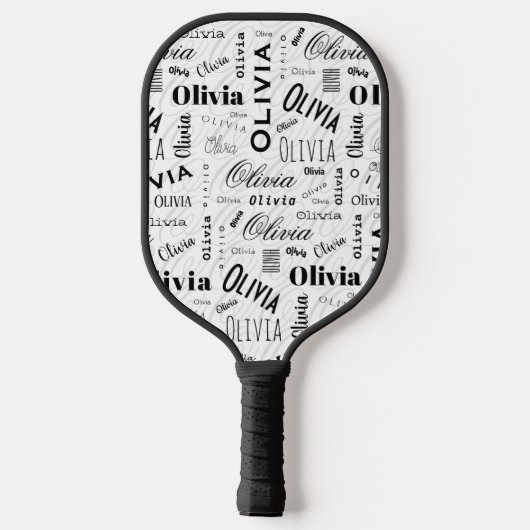 Olivia Custom Name Black White Pickleball Paddle (Achterkant)