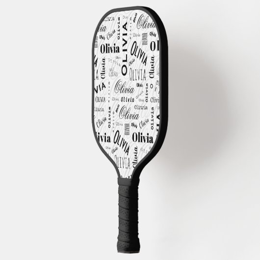 Olivia Custom Name Black White  Pickleball Paddle (Links)