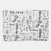 Olivia Custom Name Black White  Theedoek (Horizontaal)