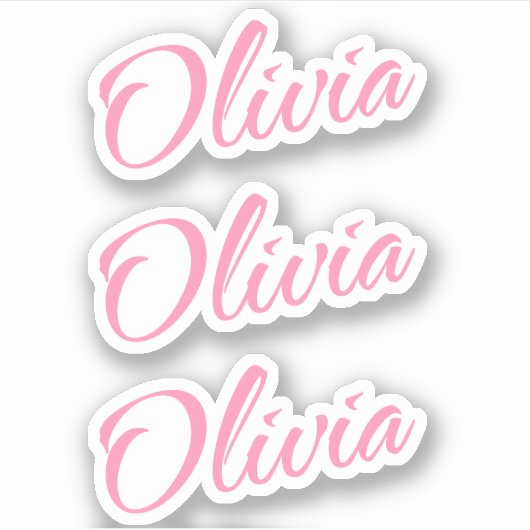 Olivia Decoratieve Naam in Roze x3 Sticker (Voorkant)