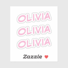 Olivia Decoratieve Naam in Roze x3 Sticker