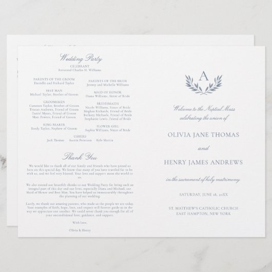 Olivia Dusty Blue kathokatholieke bruiloft (Voorkant / Achterkant)