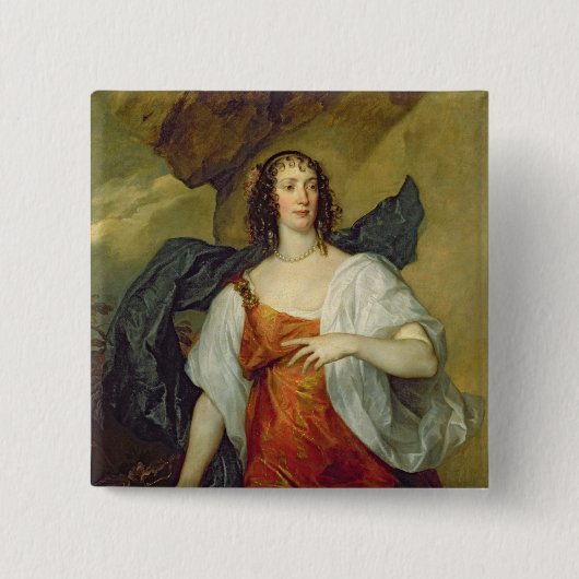Olivia, Echtgenote van Endymion Porter, c.1637 Vierkante Button 5,1 Cm (Voorkant)