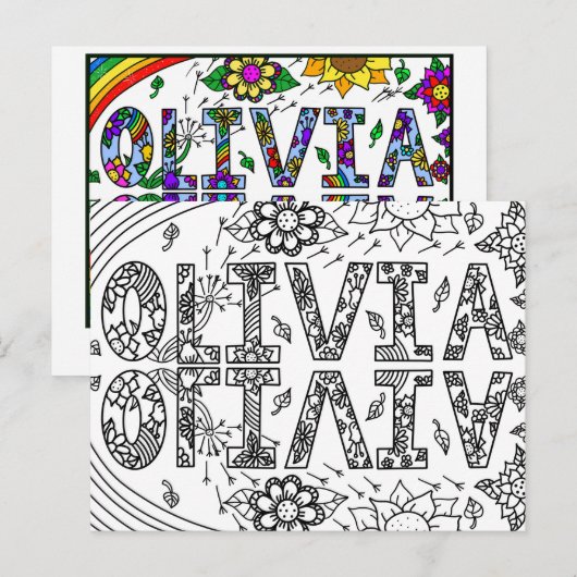 Olivia, een Kaart voor jou om te kleuren (Voorkant / Achterkant)