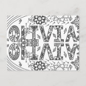 Olivia, een Kaart voor jou om te kleuren (Voorkant)