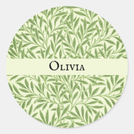Olivia Elegant Bloemen Gepersonaliseerde Naam Ronde Sticker