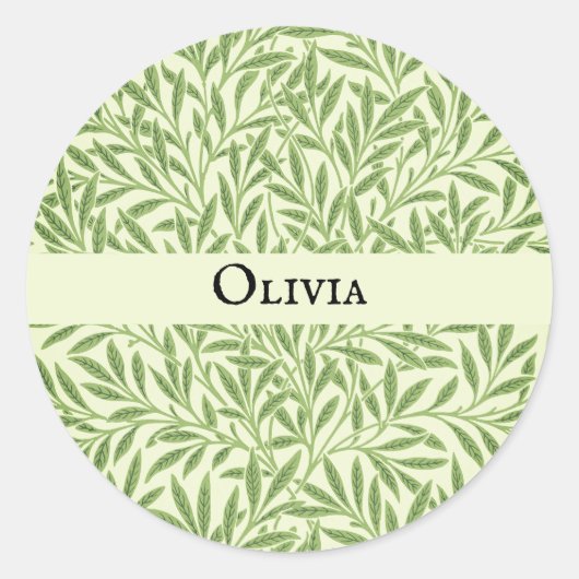Olivia Elegant Bloemen Gepersonaliseerde Naam Ronde Sticker (Voorkant)