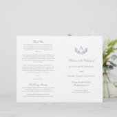 Olivia Elegant Dusty Blue Folded Wedding Programme (Staand voorkant)