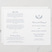 Olivia Elegant Dusty Blue Folded Wedding Programme (Voorkant / Achterkant)