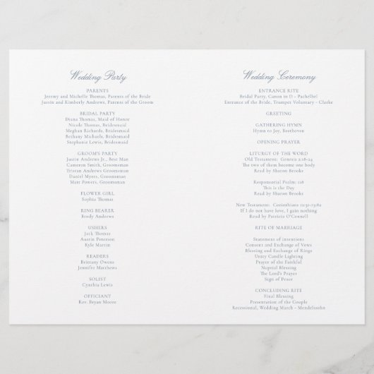 Olivia Elegant Dusty Blue Folded Wedding Programme (Achterkant)