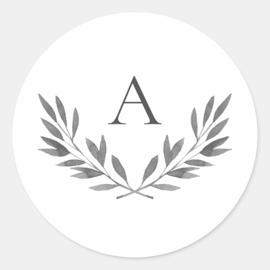 Olivia Elegant Gray Monogram Wedding Sticker (Voorkant)