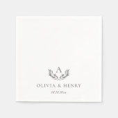 Olivia Elegant Grijs Monogram Eenvoudige Bruiloft Servet (Voorkant)