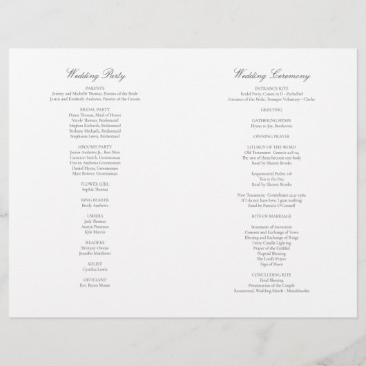 Olivia Elegant Silver Folded Wedding Programme (Achterkant)