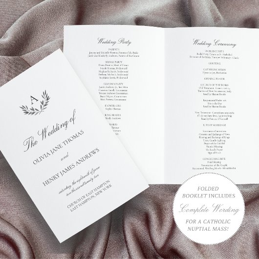 Olivia Elegant Silver Folded Wedding Programme