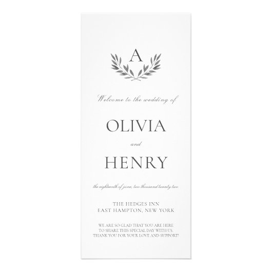 Olivia Elegant Simple Double-Sided Wedding Program Reclamekaart (Voorkant)