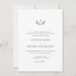 Olivia Elegant Simple Grey Monogram Weddenschap Kaart