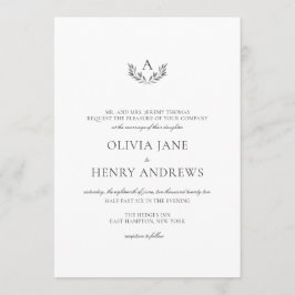Olivia Elegant Simple Grey Monogram Weddenschap Kaart