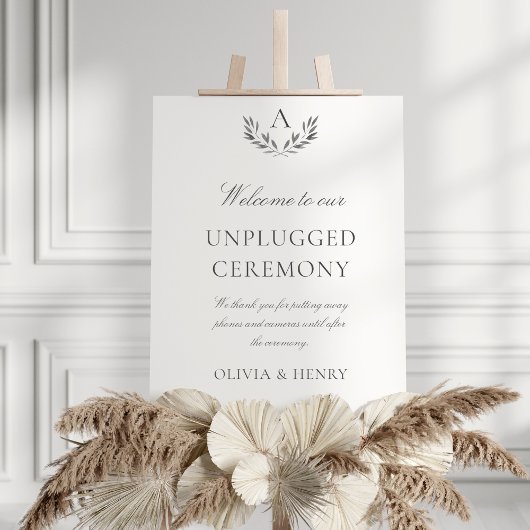 Olivia Elegant Unplugged Wedding Ceremony Sign Poster